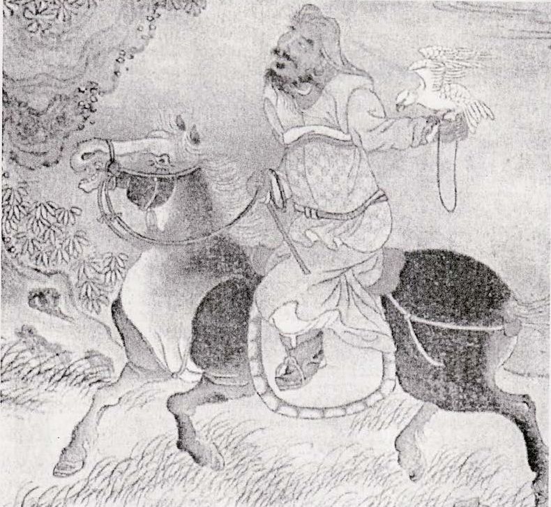 Чингисхан с соколом. Средневековый китайский рисунок Чингисхан с соколом. Средневековый китайский рисунок