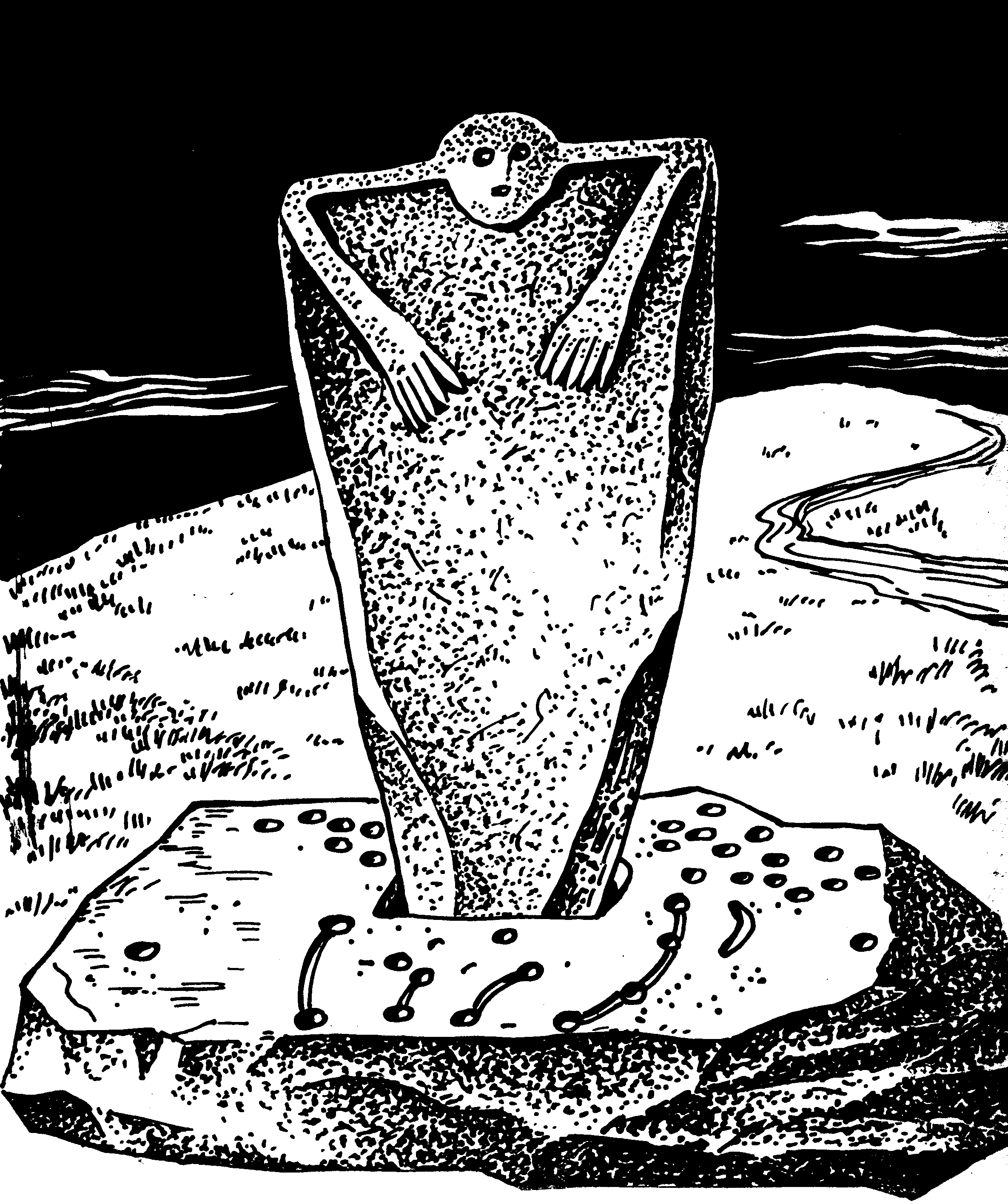 Жертвенник с антропоморфной стелой из кеми-обинского святилища близ Феодосии, Реконструкция Жертвенник с антропоморфной стелой из кеми-обинского святилища близ Феодосии, Реконструкция