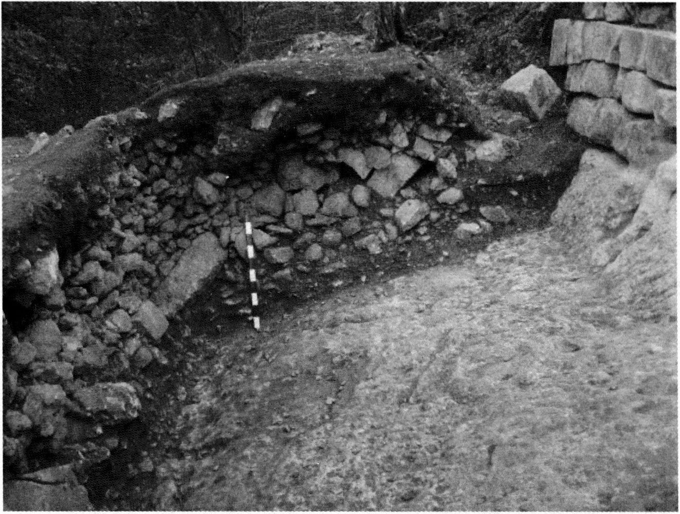 Раскоп 2007 г. с внешней стороны укрепления A.XIV. Стратиграфия северо-восточного борта со слоем обрушения стены в результате артиллерийского обстрела 1475 г.