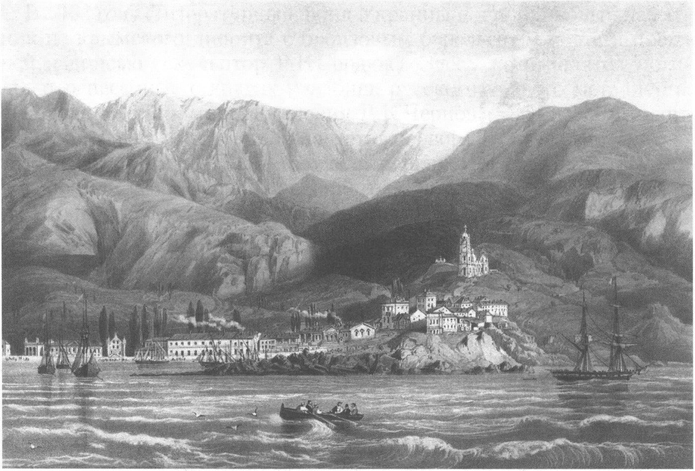 К. Боссоли. Вид Ялты. Первая половина XIX в. Литография К. Боссоли. Вид Ялты. Первая половина XIX в. Литография