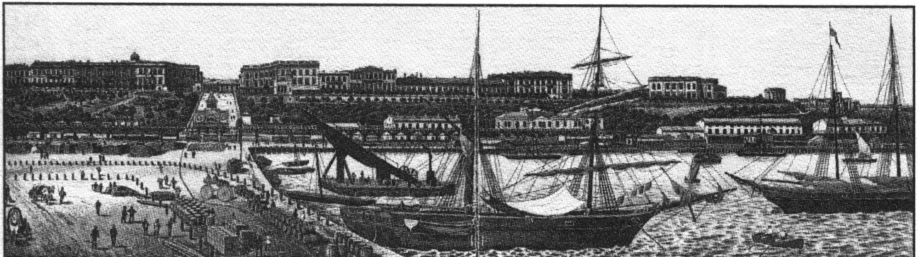 Вид Одессы с моря. Гравюра Юлия Бернда. 1870-е гг.