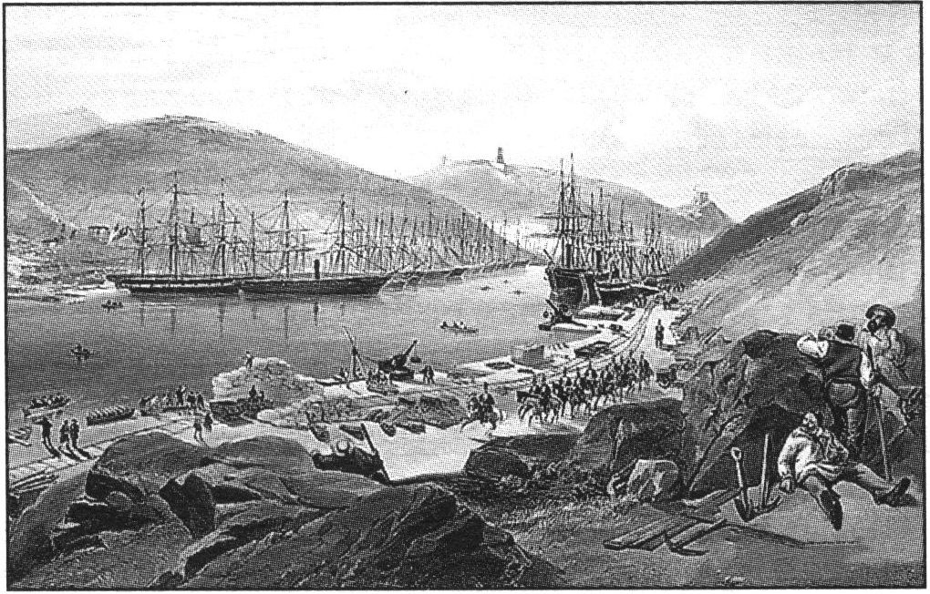 Балаклава. Состояние причалов и судов в мае 1855 года. Вильям Симпсон