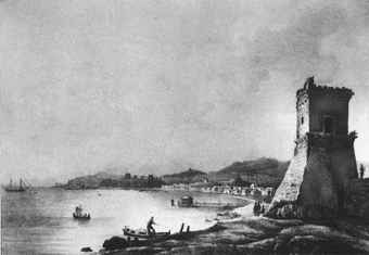 Набережная в Феодосии. Литография, 1830 Набережная в Феодосии. Литография, 1830