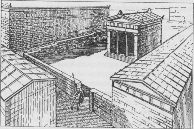 Храм на акрополе Пантикапея. Реконструкция В.П. Толстикова Храм на акрополе Пантикапея. Реконструкция В.П. Толстикова